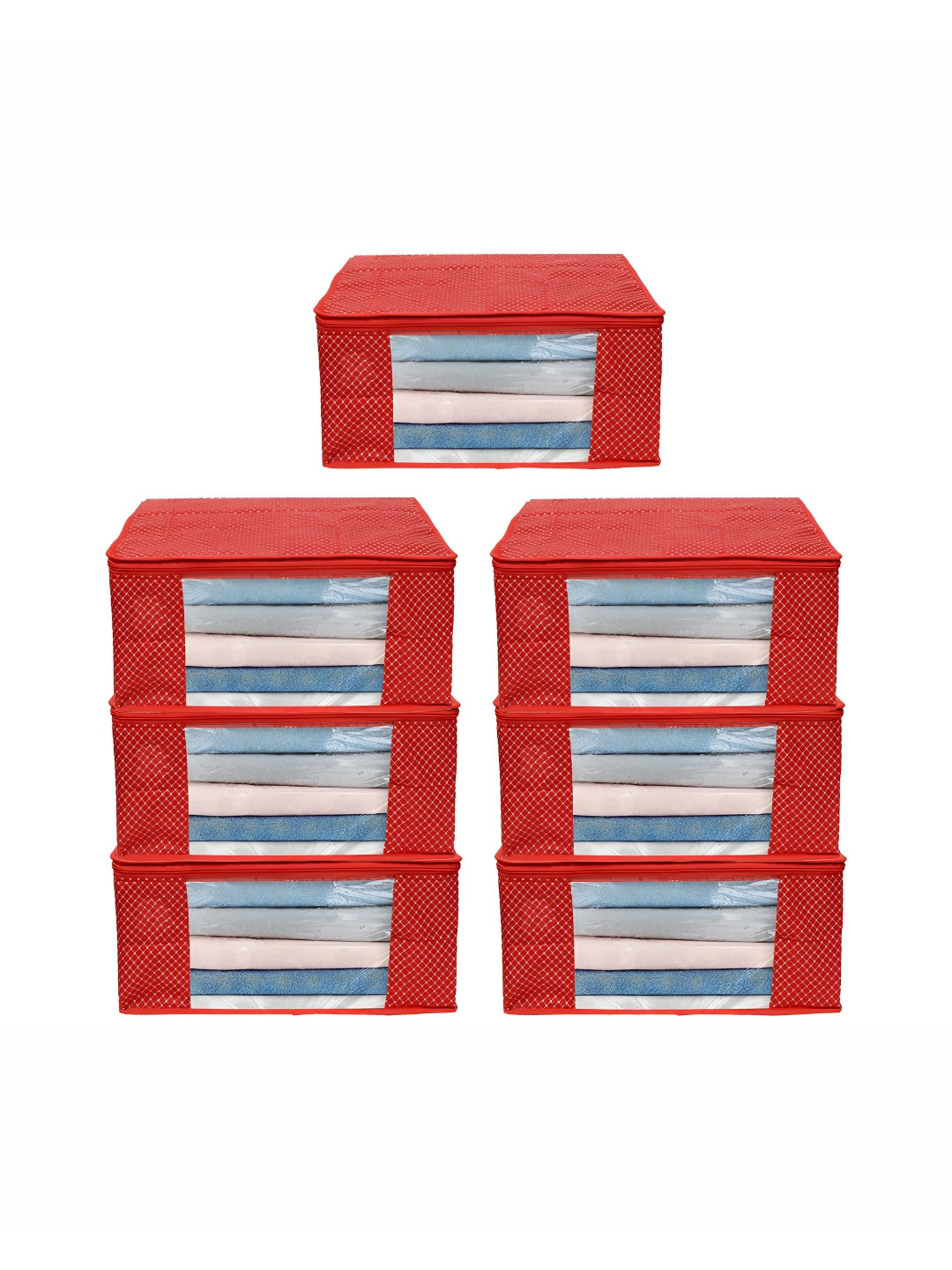 ANKIT INTERNATIONAL Red 7 Pieces Super Strong Sweater Bag Wardrobe Organisers