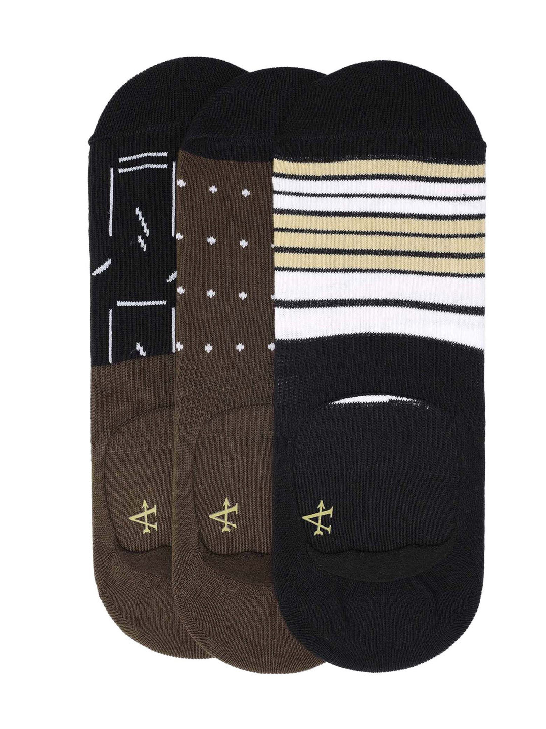 Arrow Men Pack Of 3 Patterned Pure Cotton Shoe Liner Socks