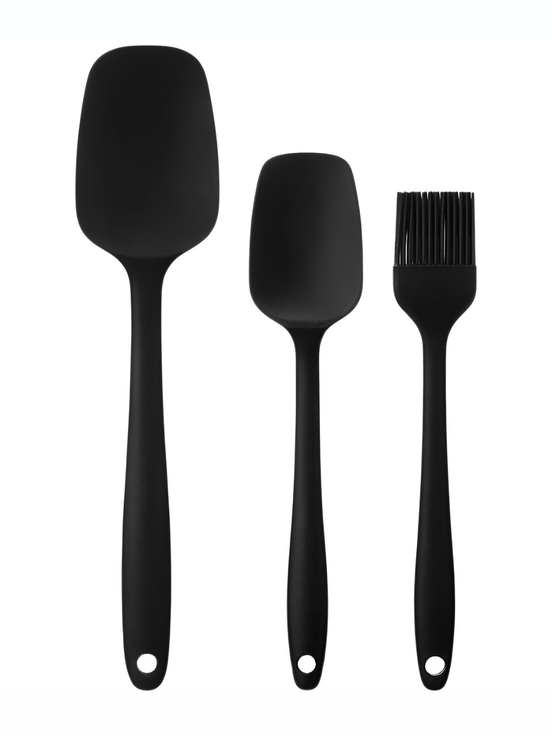 Baskety Black 3 Pieces Large Spatula Mini Spoon And Basting Brush Spatula