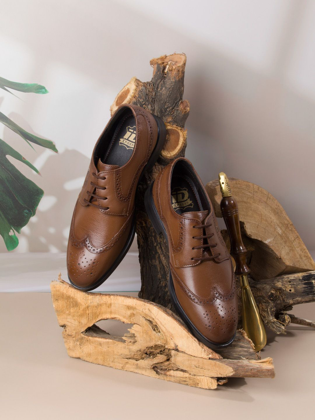 ID Men Round Toe Lace-Ups Leather Formal Brogue