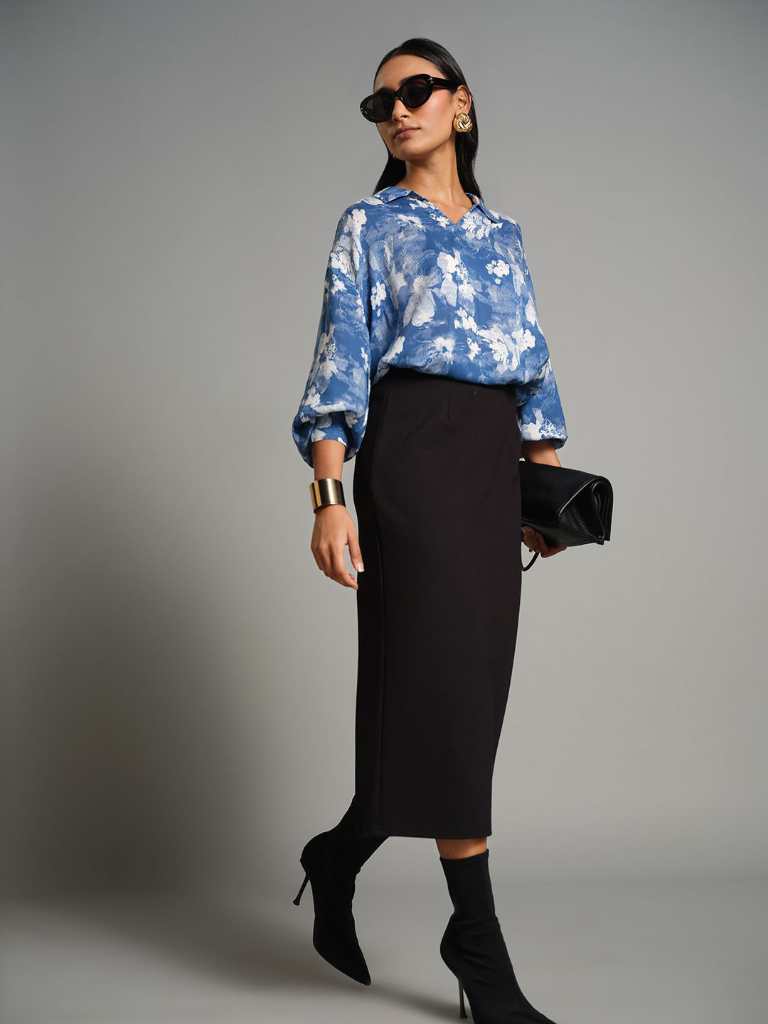 AND Floral Print Blouson Top
