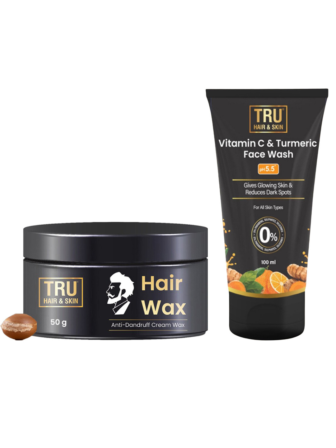 TRU HAIR & SKIN  Set of Anti-Dandruff Cream Wax - 50g & Vitamin C Face Wash - 100ml
