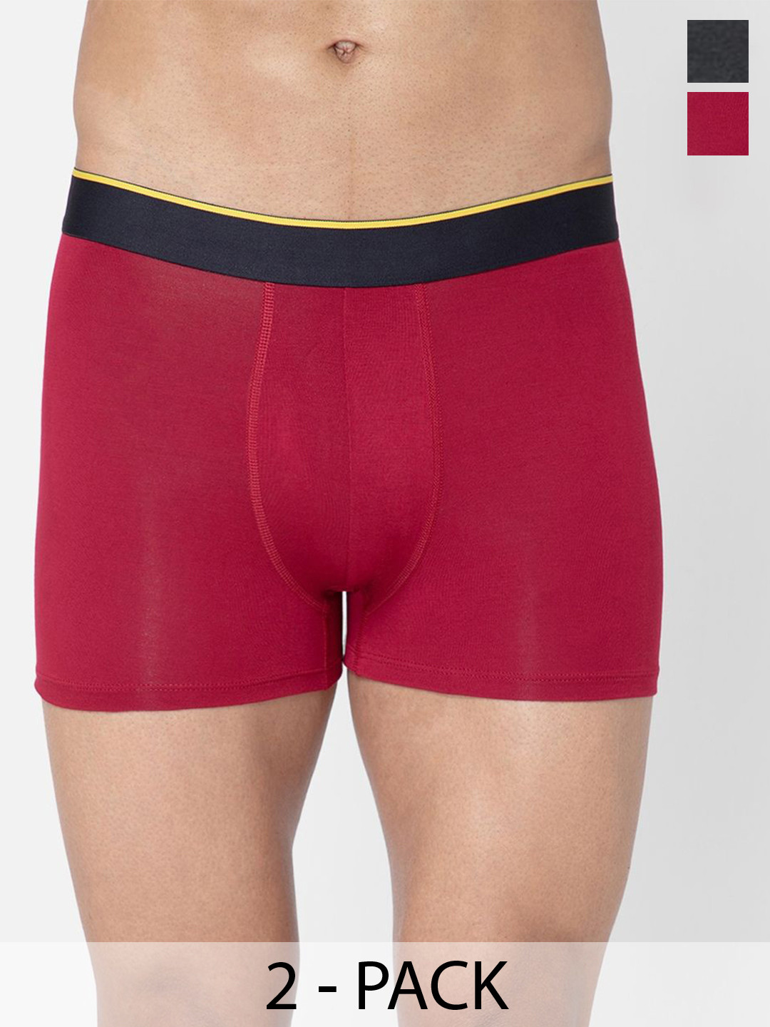 Bummer Men Solid Micro Modal Trunks Underwear Pack of 2