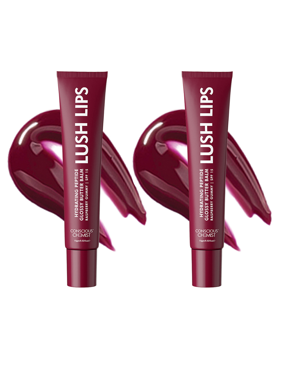 Conscious Chemist Set of 2 Multi Peptide & Shea Butter Infused Lip Balm - Raspberry Gummy