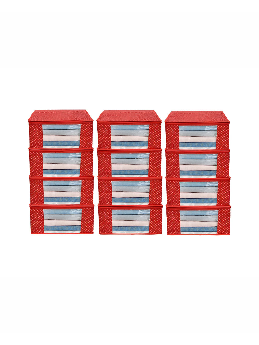 ANKIT INTERNATIONAL Red & Transparent 12 Pcs Super Strong Multi-Utility Organisers