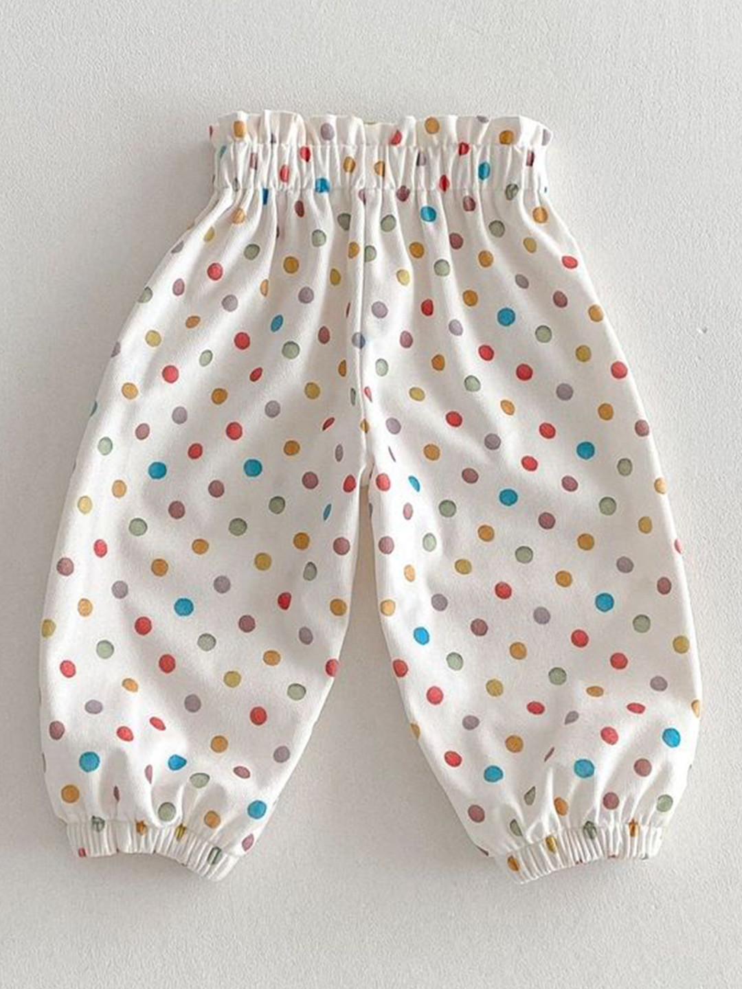 LULU & SKY Girls Polka Dot Printed Tapered Fit High-Rise Joggers Trousers