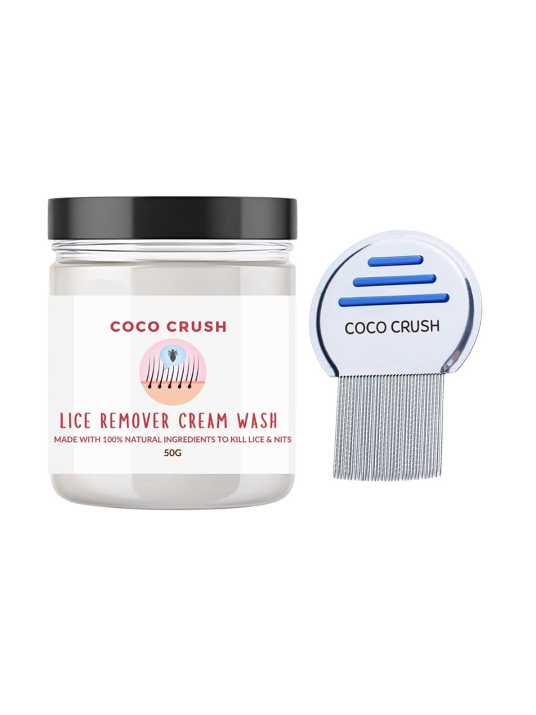 Coco Crush Set Of 2 Lice Removal Hair Cream - 50 g & Comb
