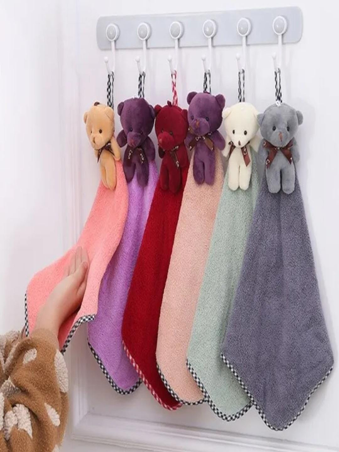 Bajo's Grey & Beige 6 Pieces 300 GSM Microfiber Hand Towels
