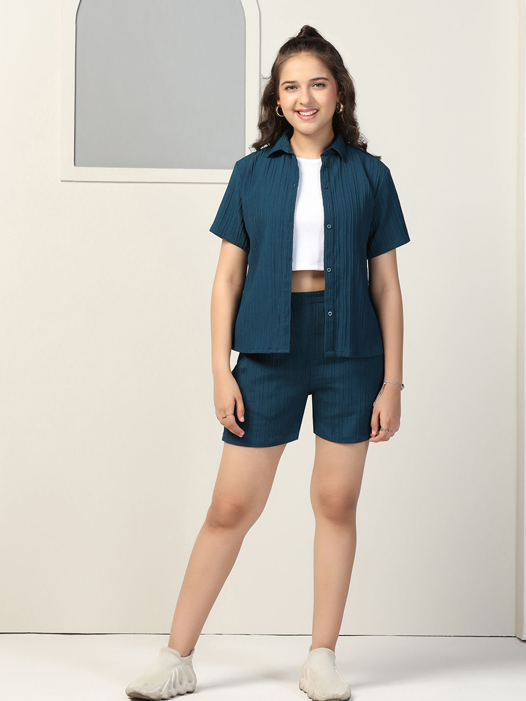 YK Girls Short Sleeves Shirt With Shorts & Top