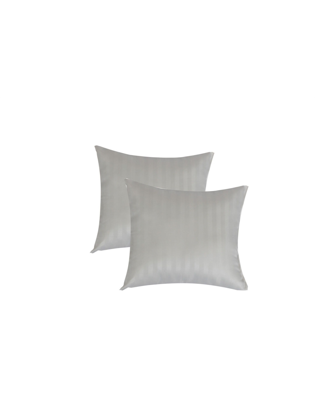 Siroki Bond White 2 Pieces Striped Satin Filled Square Shaped Cushions