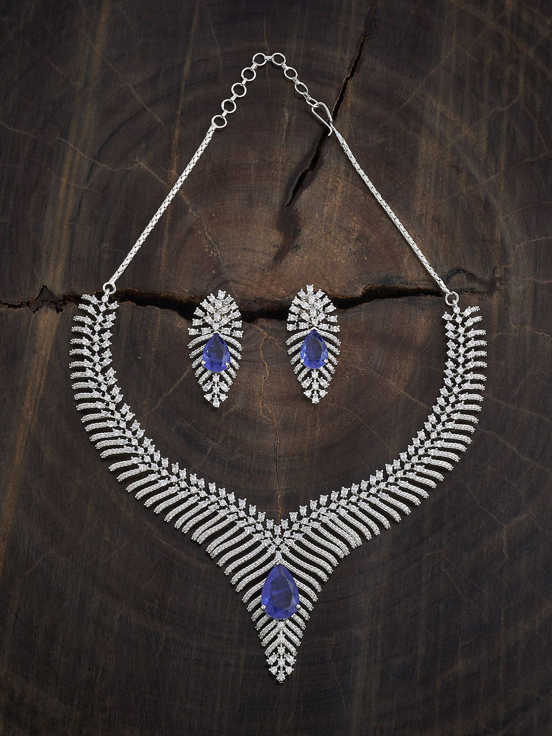 Kushal's Fashion Jewellery Lavender Rhodium-Plated Party Zircon Necklace