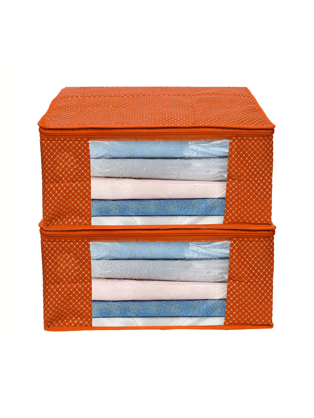 ANKIT INTERNATIONAL Orange 2 Pieces Super Strong Sweater Bag Wardrobe Organisers