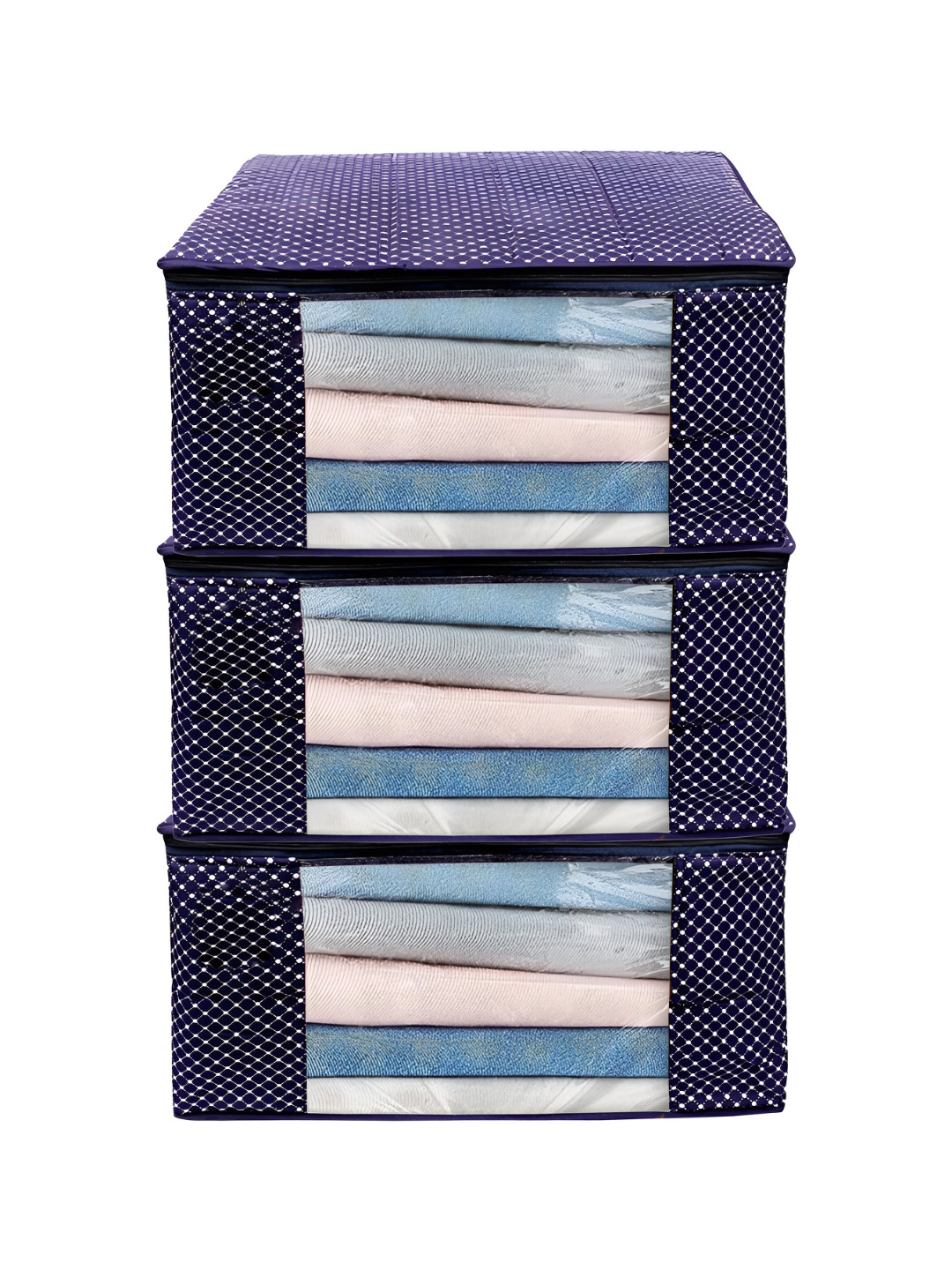 ANKIT INTERNATIONAL Blue 3 Pieces Super Strong Sweater Bag Wardrobe Organisers