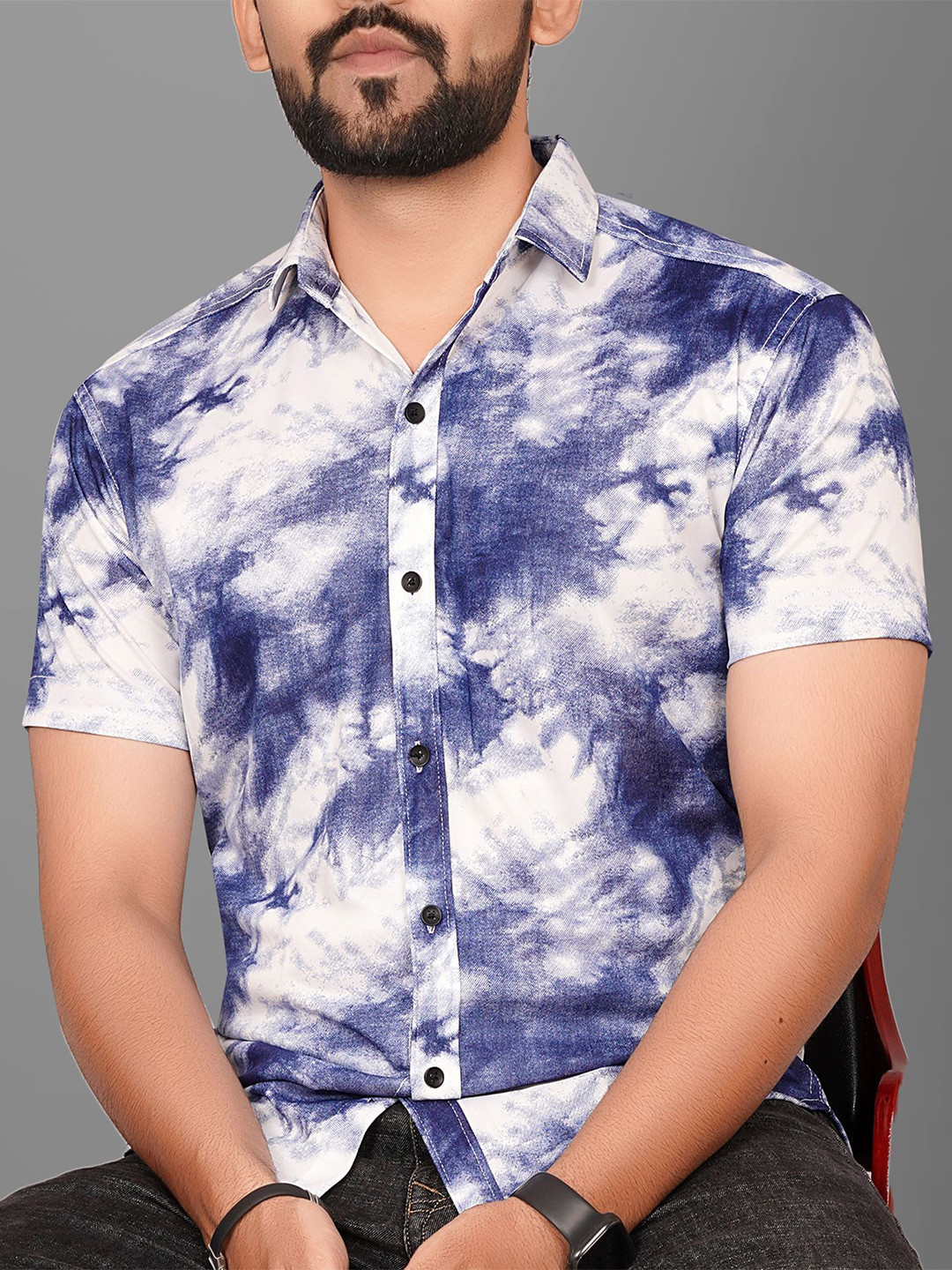 Metronaut Men Regular Fit Spread Collar Abstract Printed Elastane Casual Shirt