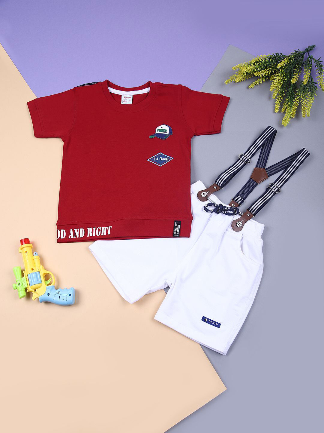 V-Mart Boys Typography Printed Round Neck T-shirt With Shorts