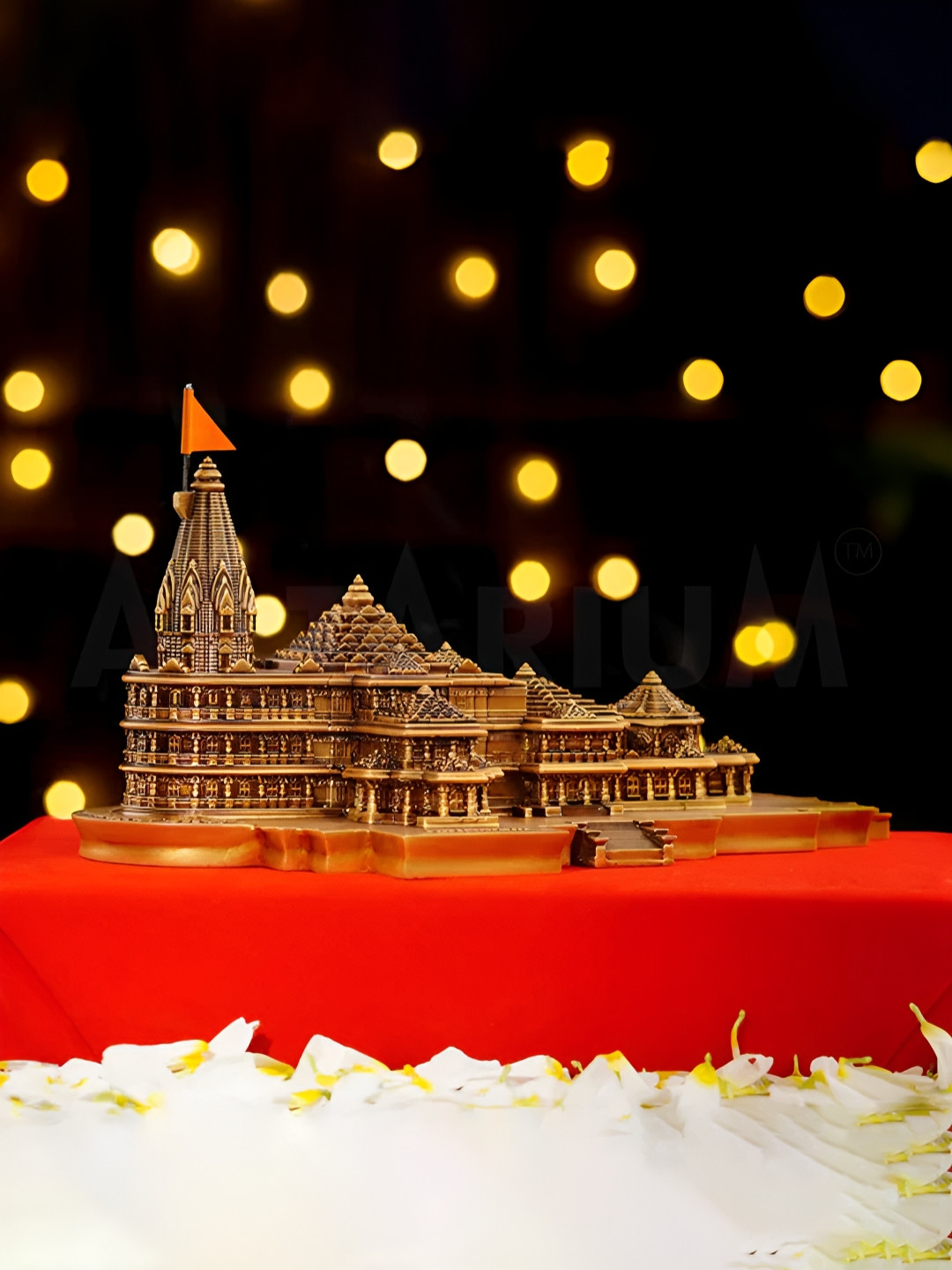 Artarium LLP Copper-Toned Ram Mandir Ayodhya Model Religious Idol Showpiece