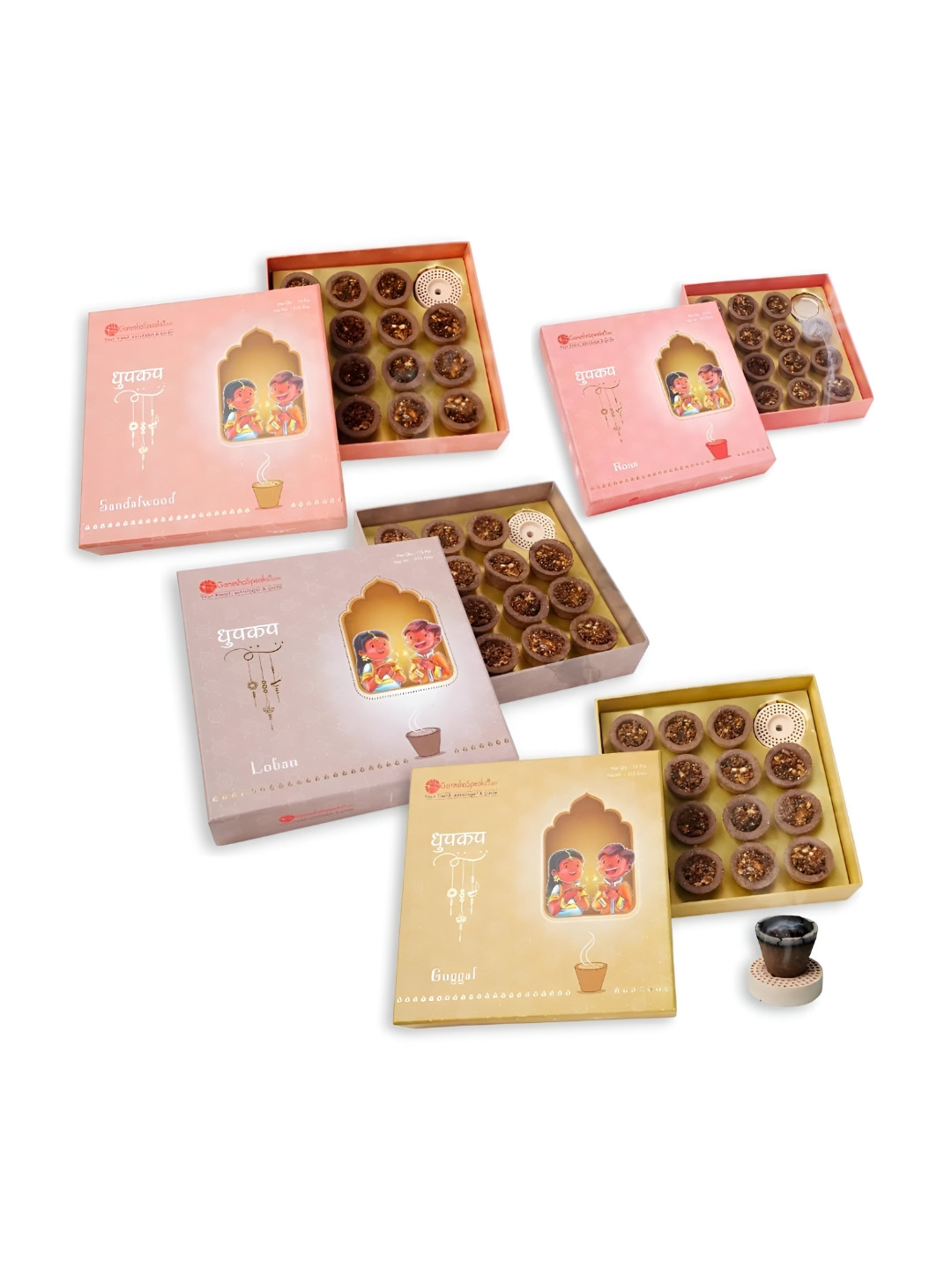 GaneshaSpeaks 60-Pcs Brown Wooden Powder Dhoop Cups