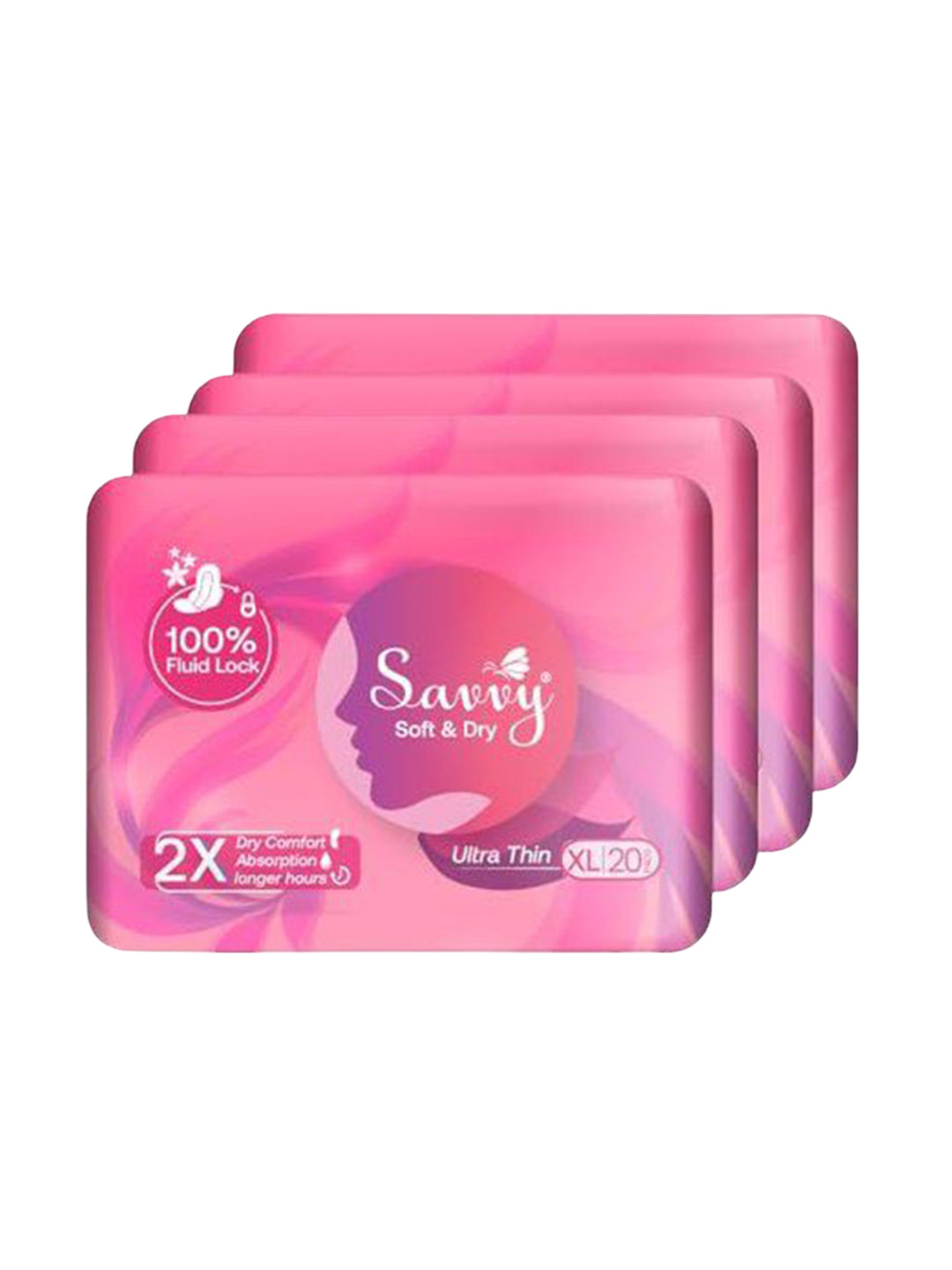 Savvy Ultra Thin Sanitary Napkins Pads For Women, XL Size Wider Wing (80 Pads) 280mm