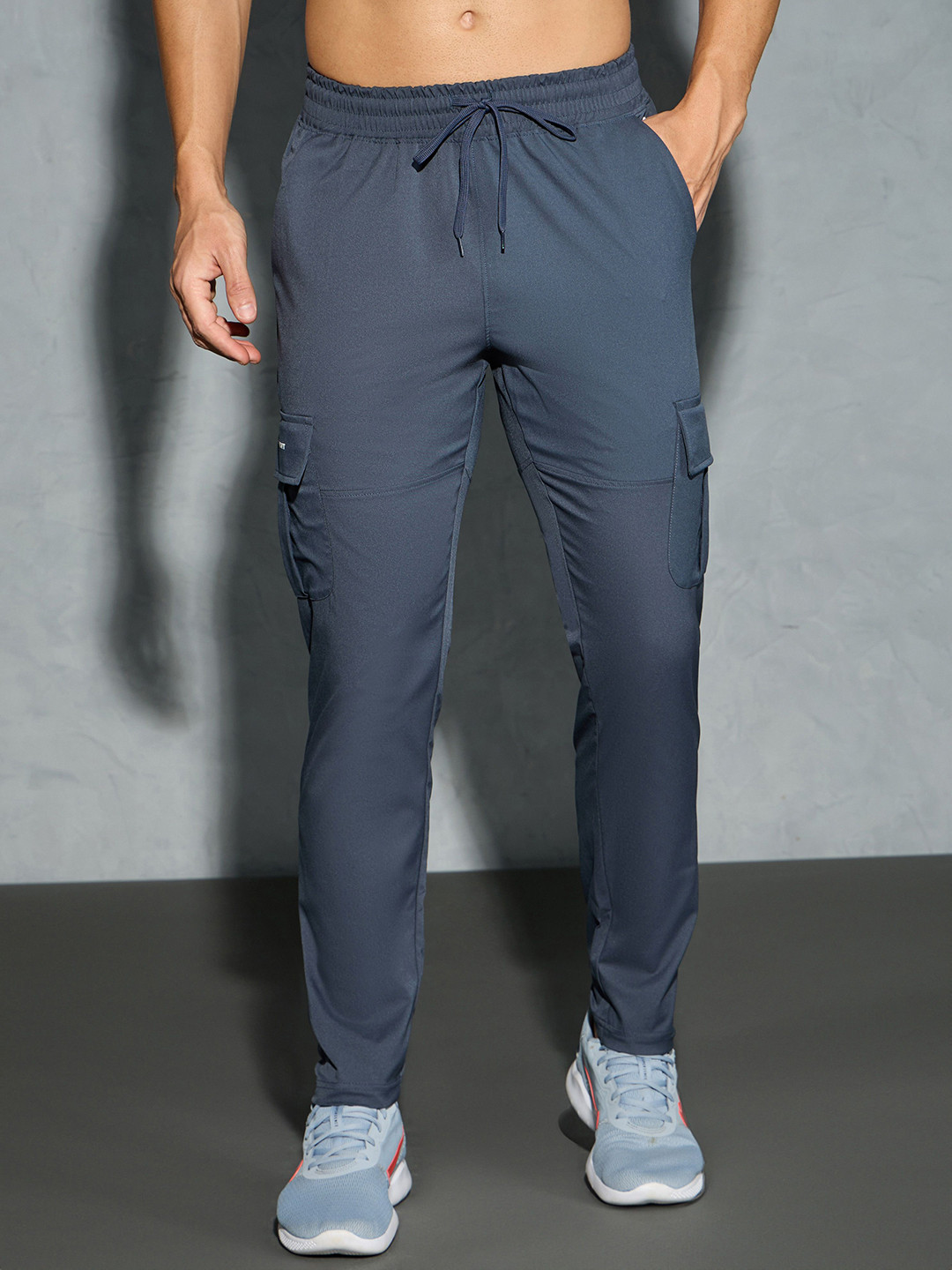 Technosport Men Solid Relax Fit Sports Cargo Trackpants with TS FLEXI