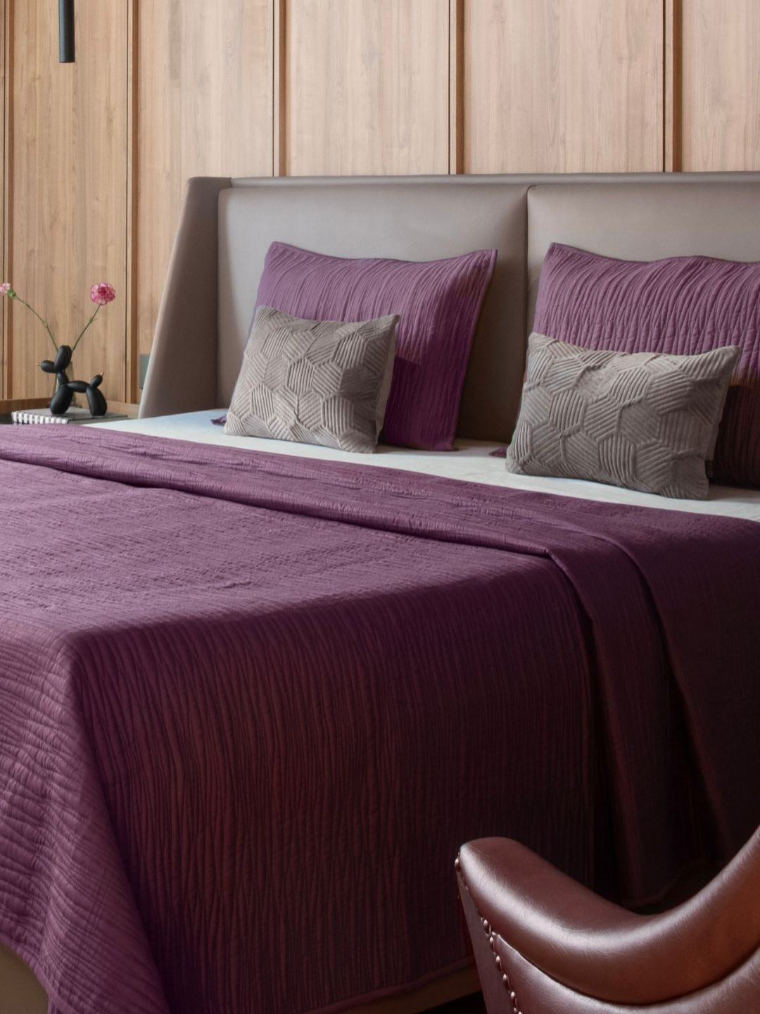 Rya Living Crimson Tide Mauve Printed 240TC Cotton Double Bed Cover With Pillow Covers