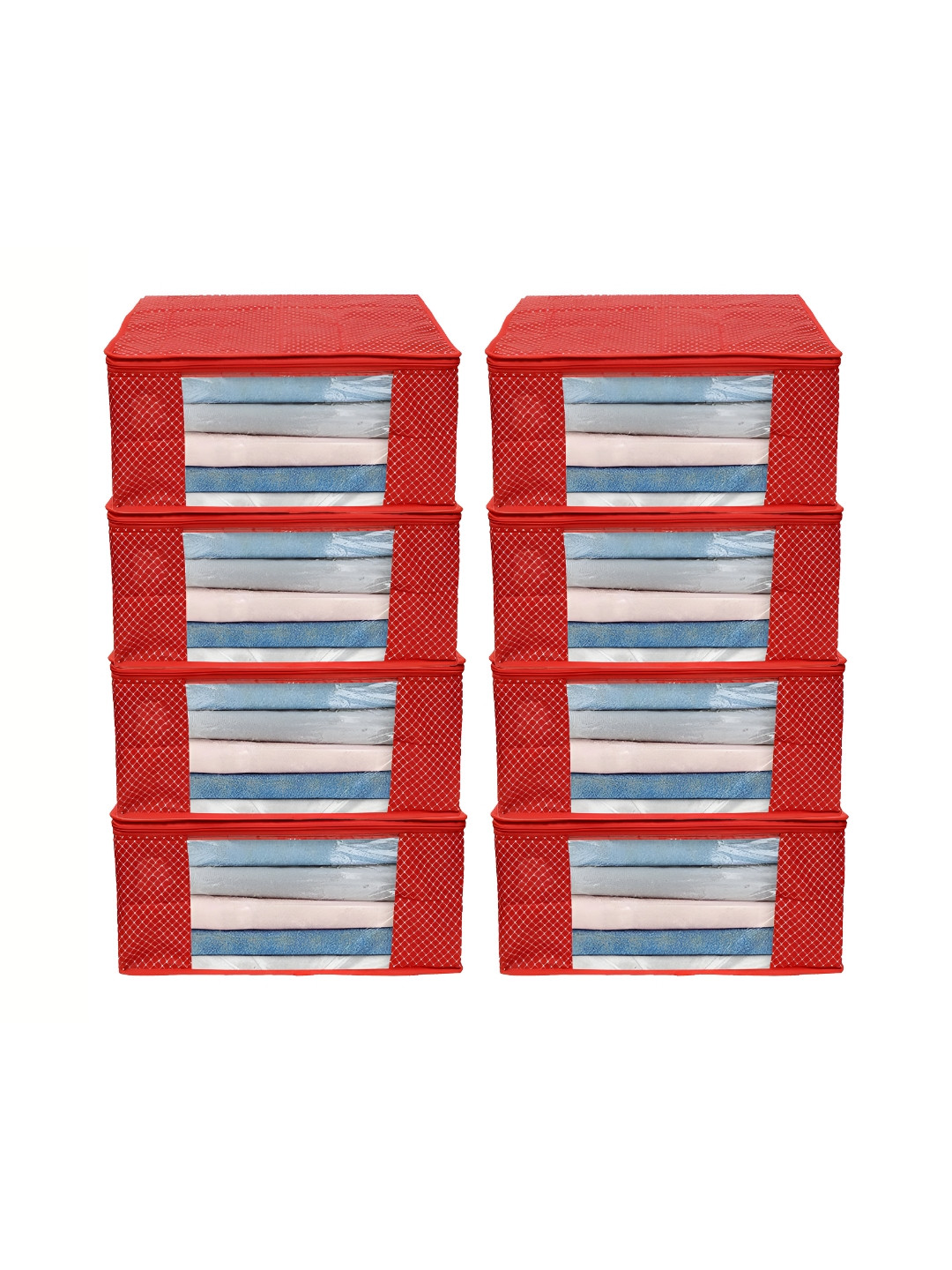 ANKIT INTERNATIONAL Red 8 Pieces Super Strong Sweater Bag Wardrobe Organisers