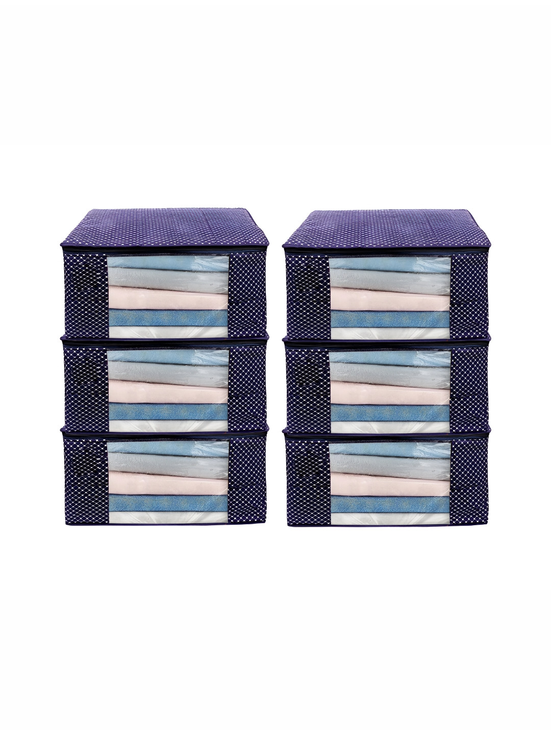ANKIT INTERNATIONAL Blue 6 Pieces Super Strong Sweater Bag Wardrobe Organisers