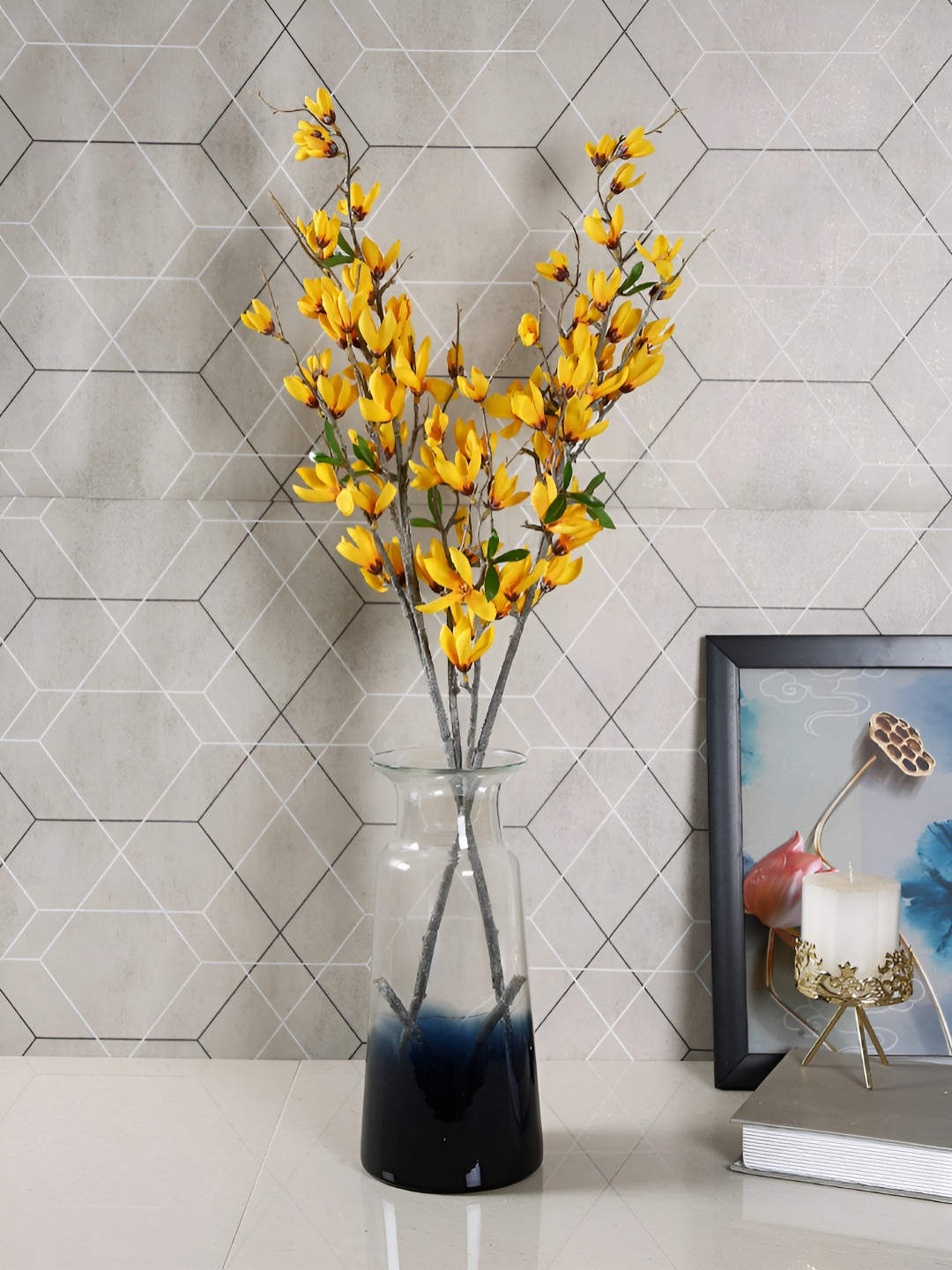 Myntra Elegant Homes Yellow & Brown 2 Pieces Magnolia Artificial Flower