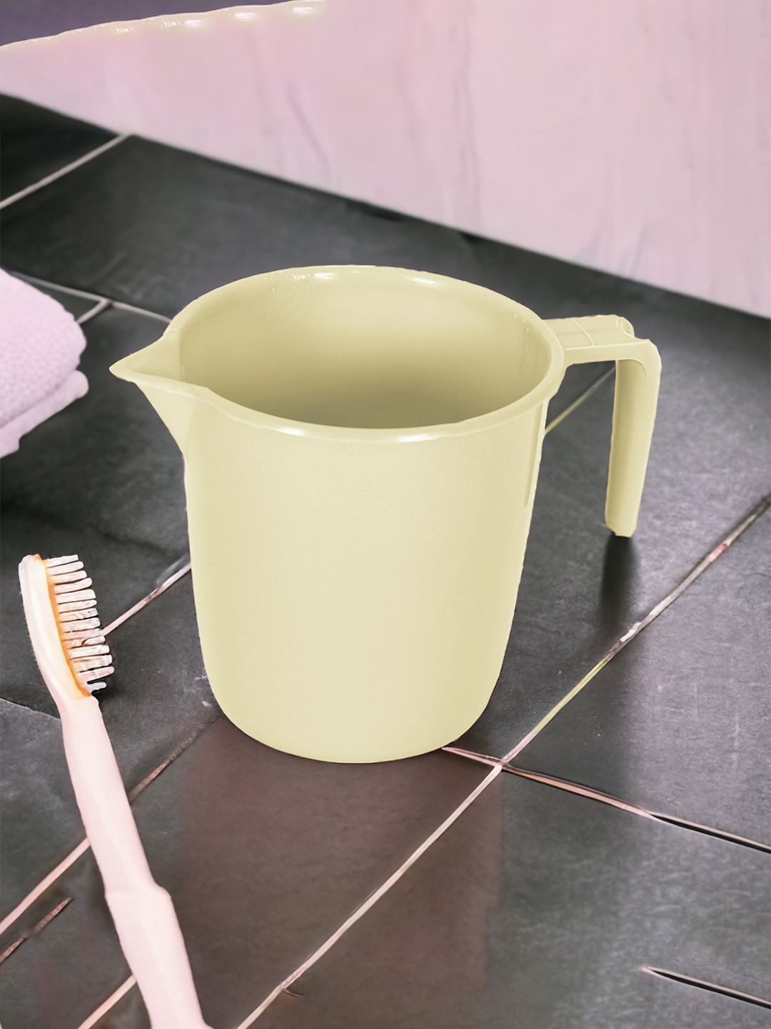 Kuber Industries Beige 6 Pieces Plastic Bath Mug 1.5L