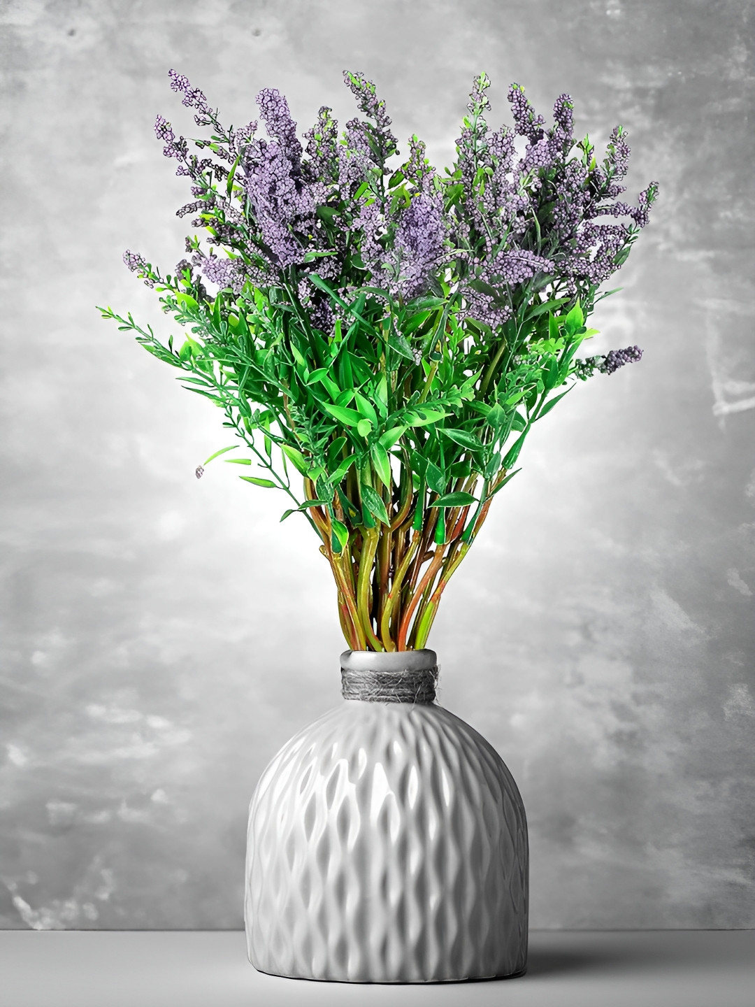 LITVERSE Purple And Green 12 Pieces Artificial Flower
