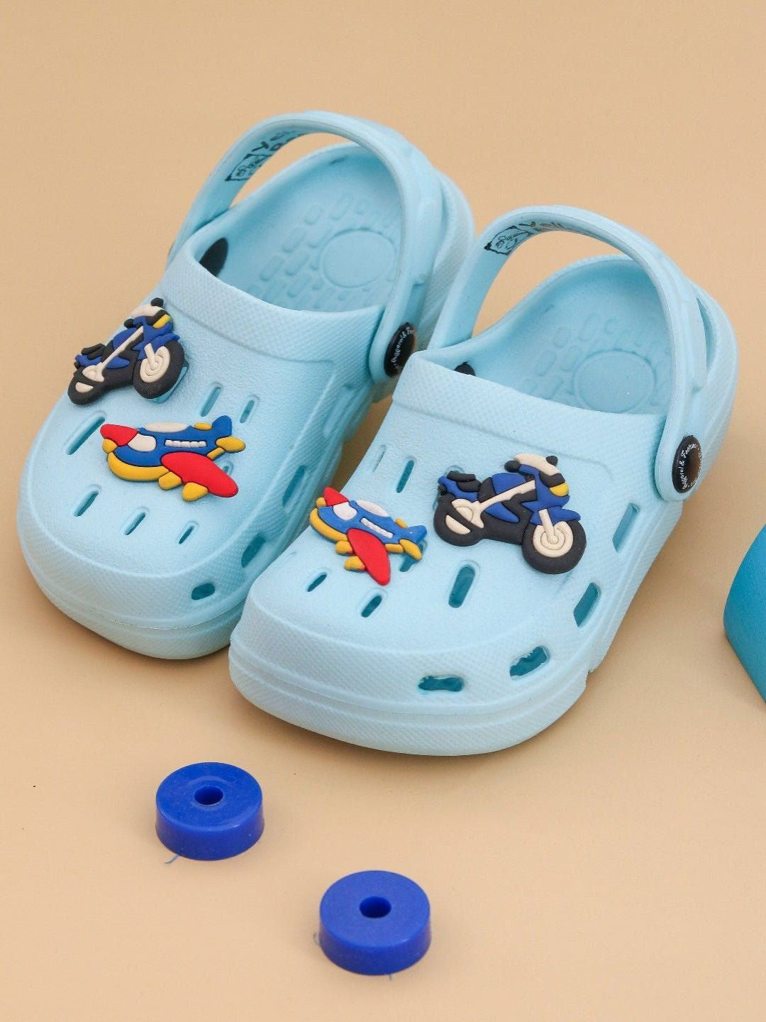 Yellow Bee Boys Self Design Airplane & Bike Themed Clogs