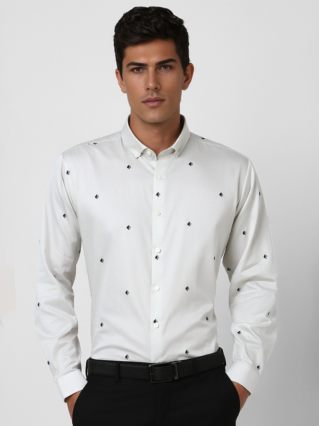 Van Heusen  Men Slim Fit Button-Down Collar Conversational Printed Cotton Casual Shirt