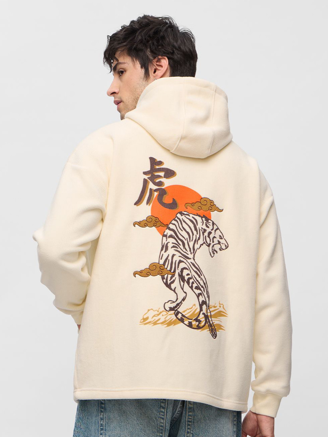 The Souled Store Corduroy Hoodie: Samurai Tiger