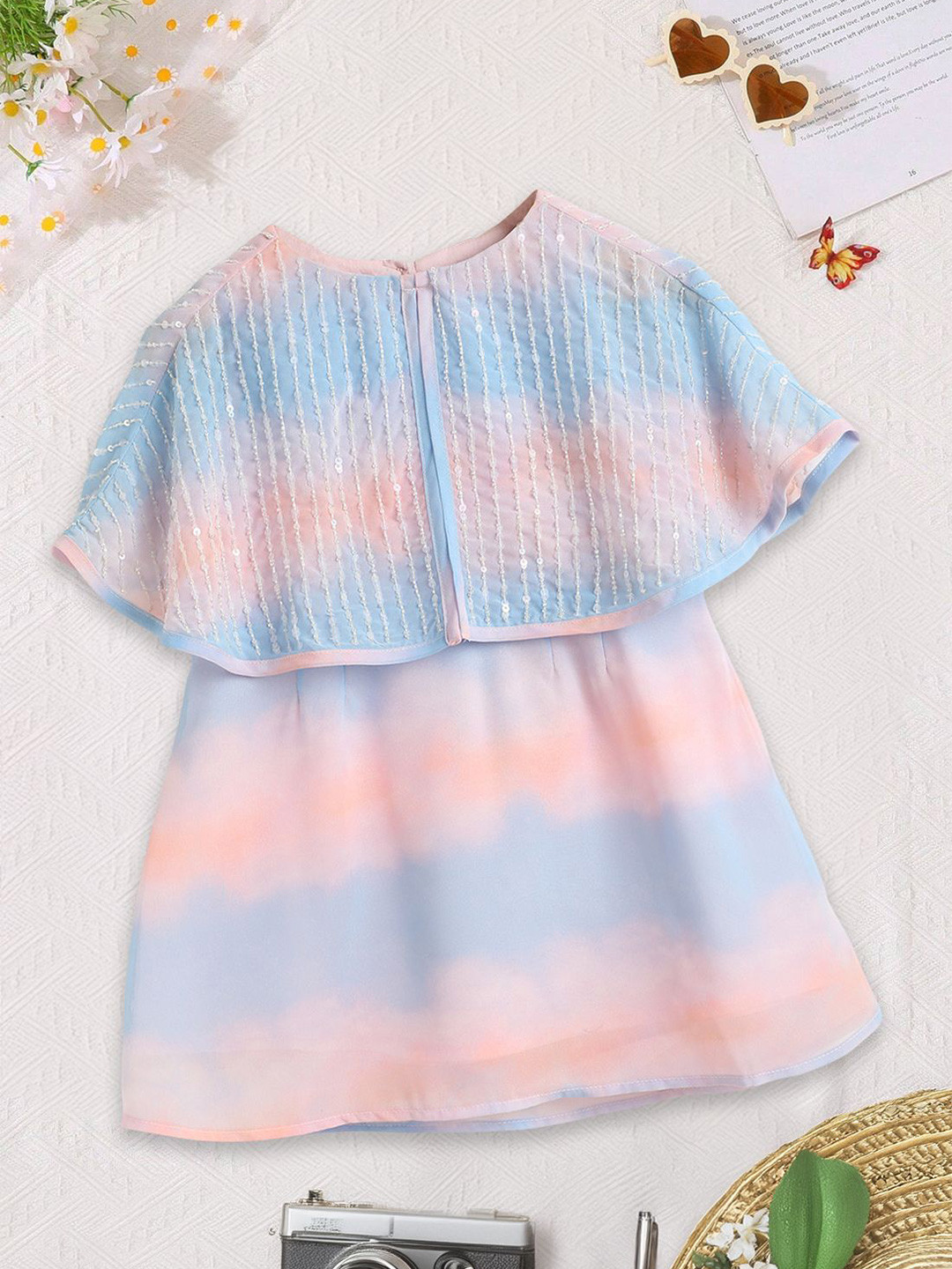 FOREVER FRIDAY Girl Ombre Print Sequined Fit & Flare Dress