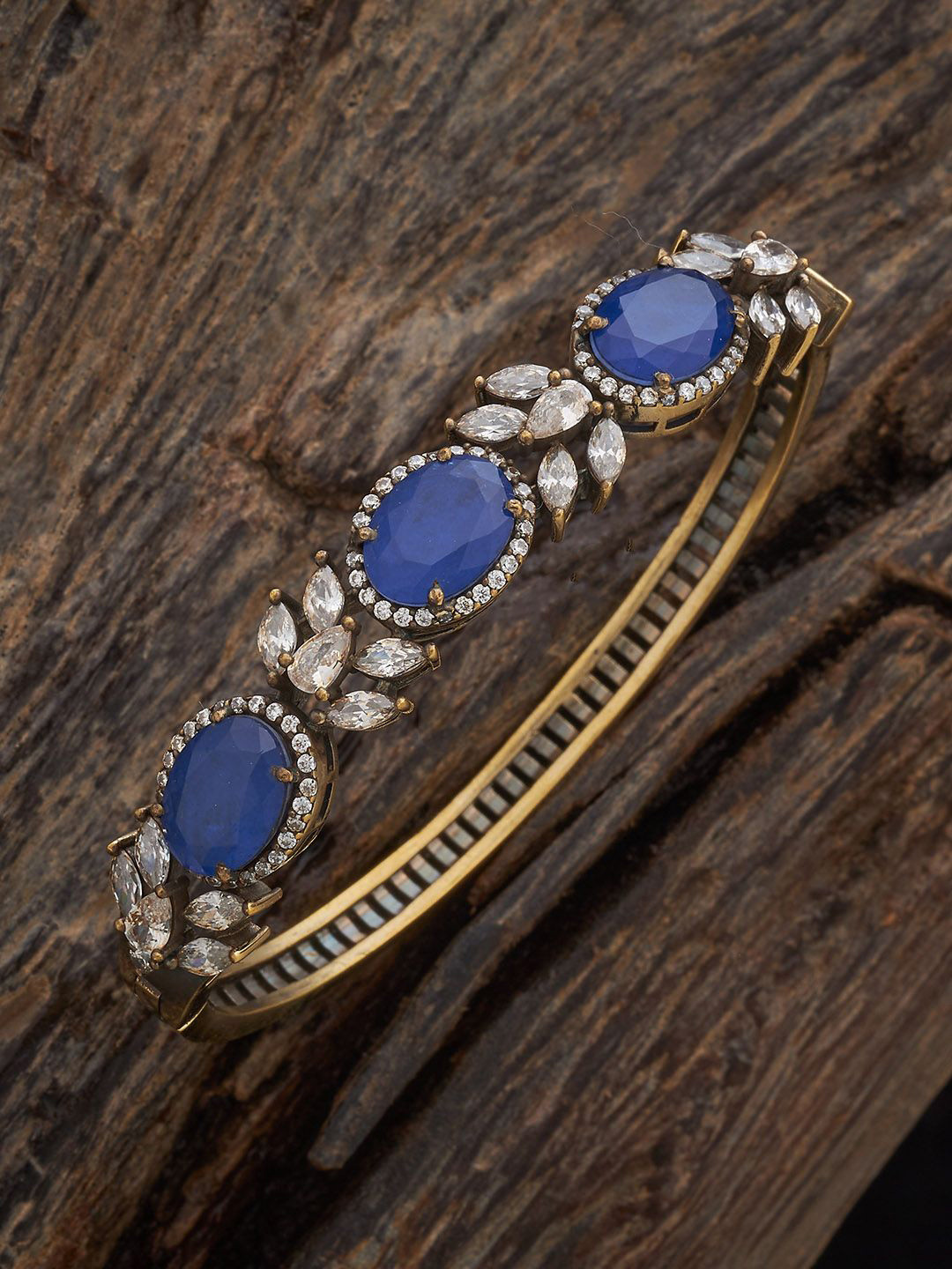 Kushal's Fashion Jewellery Lavender Victorian-Plated Party Zircon Studded Kada Bangle