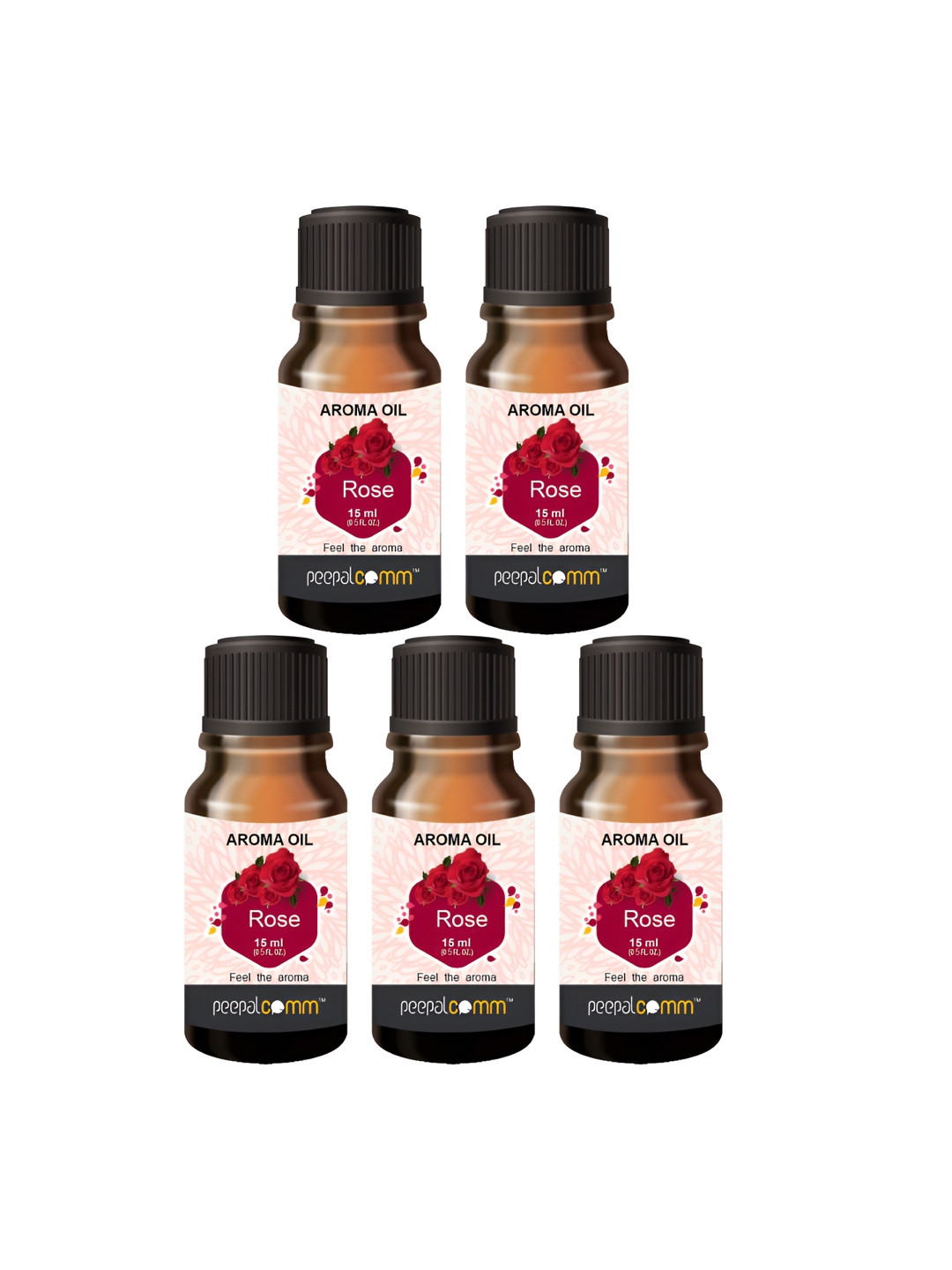 PEEPALCOMM Red & Black 5 Pieces Rose Aroma Oils 15ml