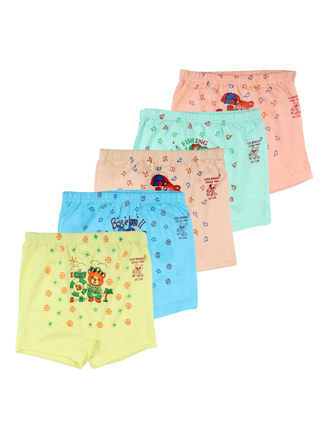 Kids Basket Kids-Boys Pack Of 5 Printed Cotton Basic Briefs DR-5PC