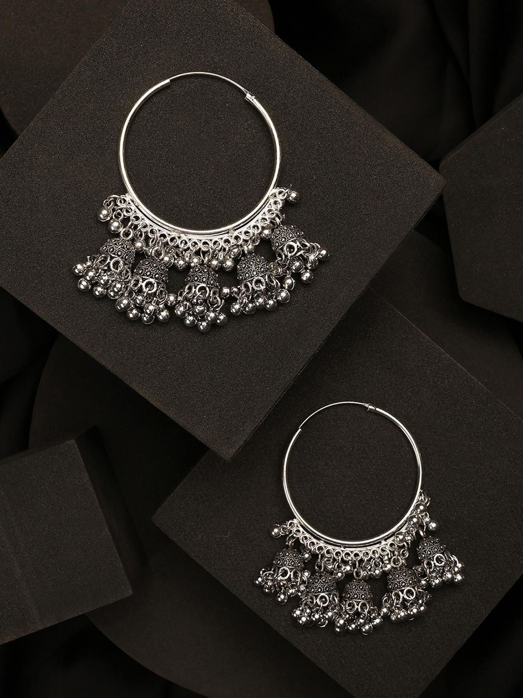 Sangria German Silver-Plated Celebrity Inspired Trendy Hoop Earrings