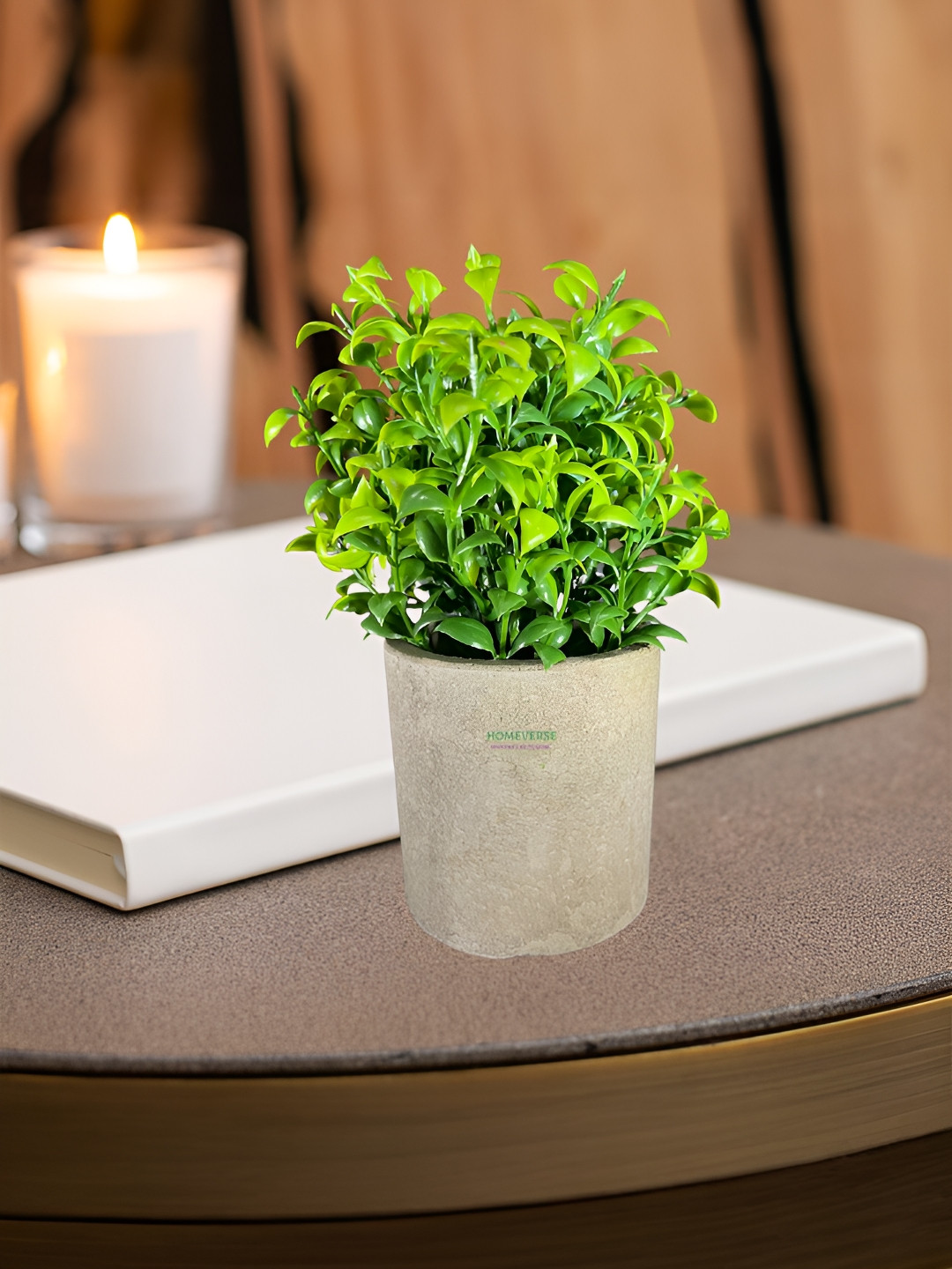 LITVERSE Green 1 Piece Green Foliage Artificial Plant With Pot