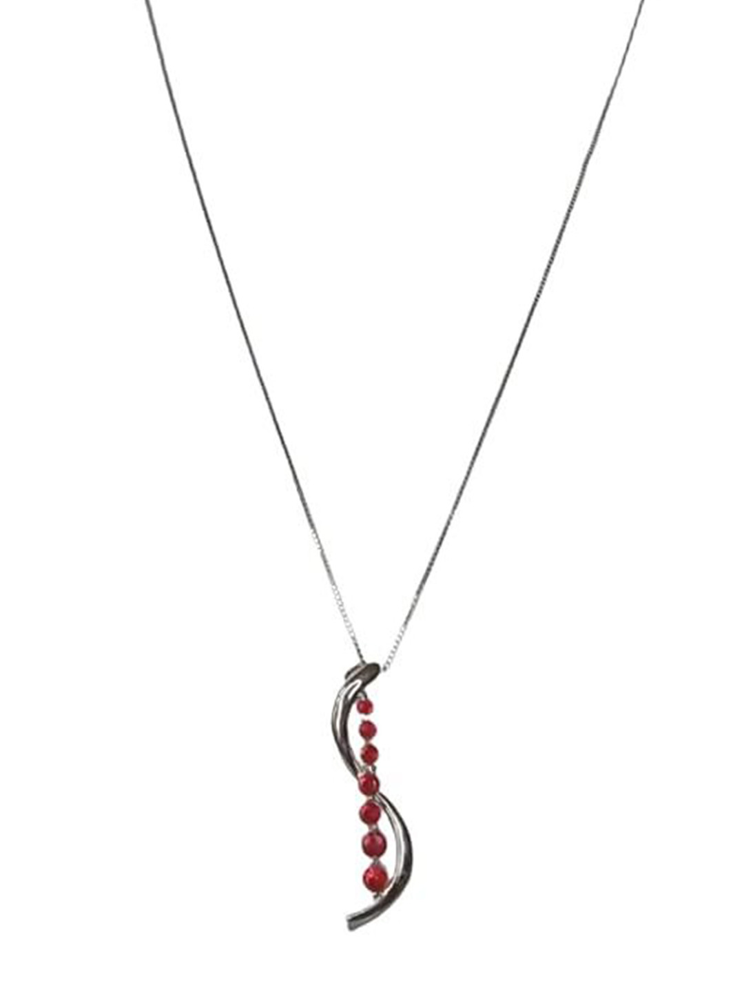 ISHI New York 925 Sterling Silver Seven Chapters CZ Necklace (Red)