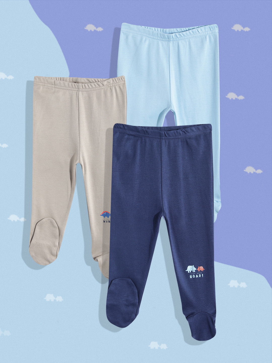 mothercare Boys Pack Of 3 Pure Cotton Footed Leggings