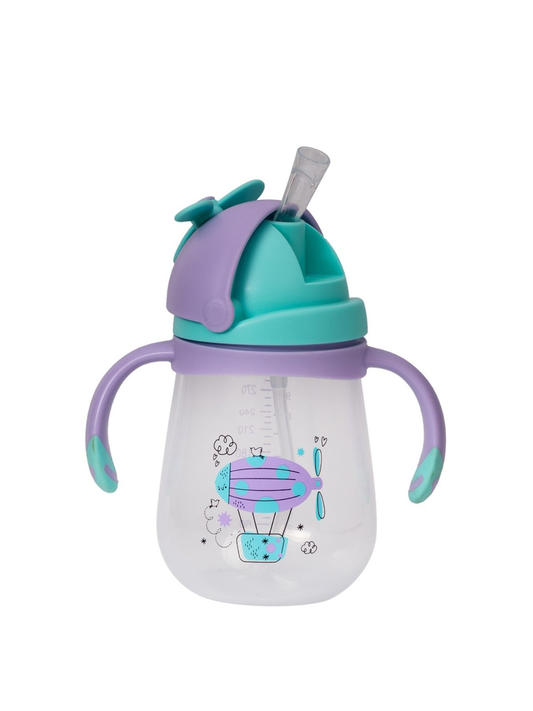 Adore Kids Floral Straw Sipper With Gravity Ball & Twin Handle 300 Ml