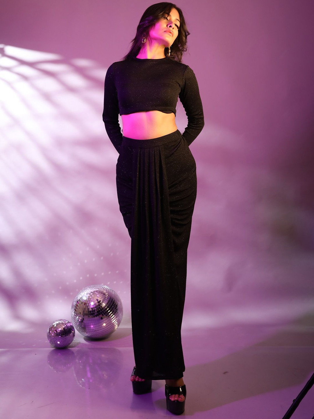 Ashtag Embellished Maxi Drape Skirt