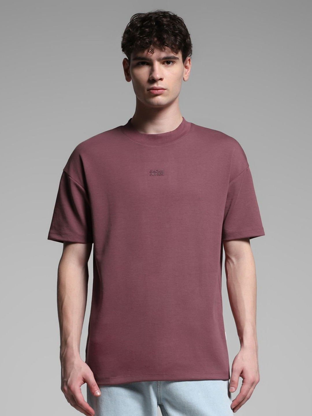 Jack & Jones Men JJCO CIARANAO Solid Round Neck Cotton Relaxed Fit T-shirt