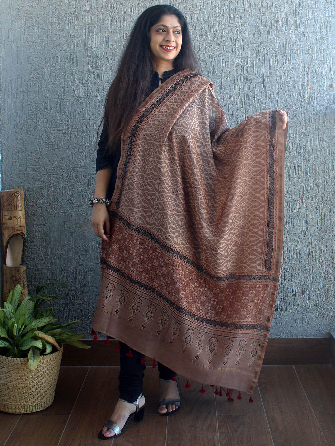 Weaves of Tradition Ethnic Motifs Block Printed Chanderi Cotton Silk Dupatta