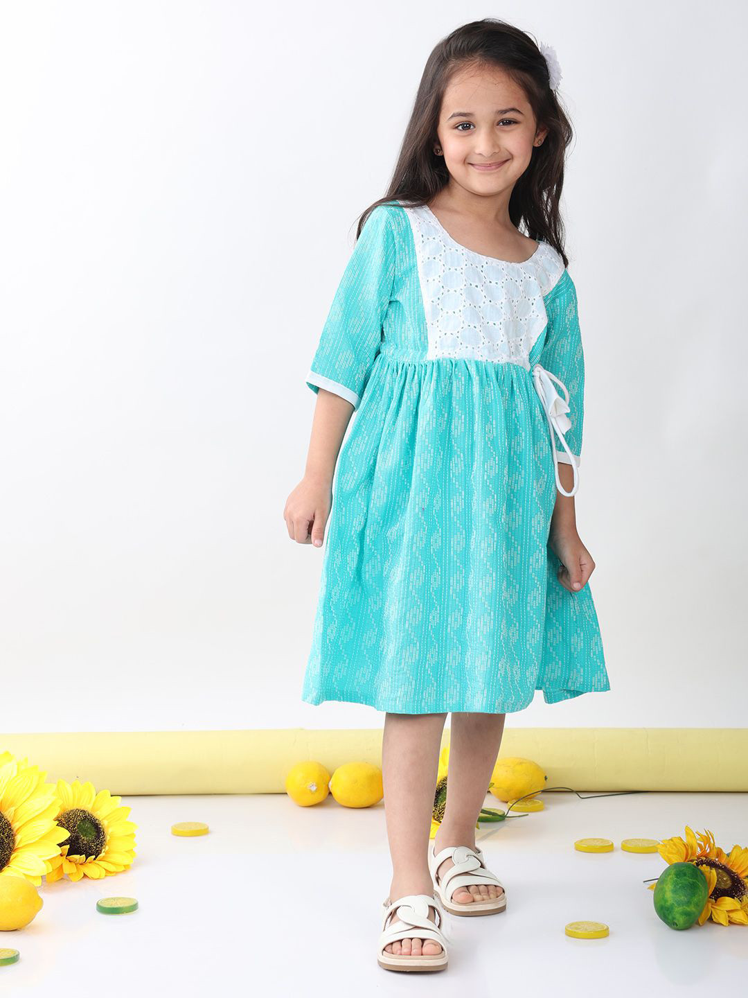 Sangria Girls Printed Cotton Knee Length Dresses