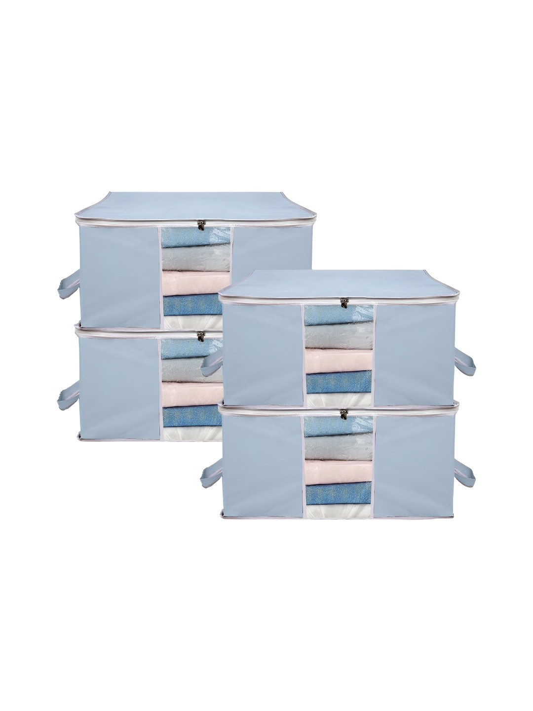 ANKIT INTERNATIONAL Grey & Transparent 4 Pieces Super Strong Multi-Utility Organisers