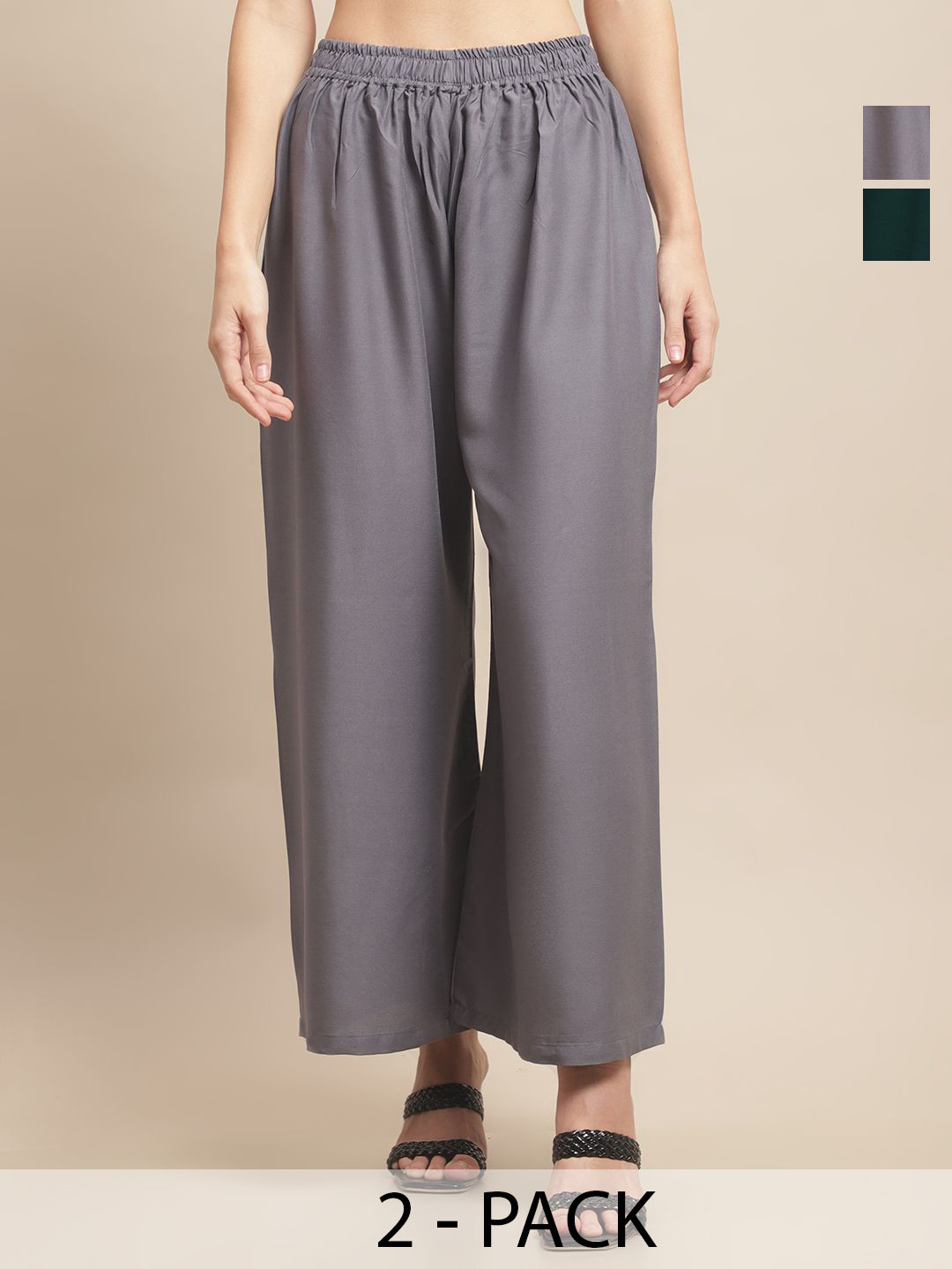 Valles365 by S.C. Women Pack of 2 Flared Ethnic Palazzos
