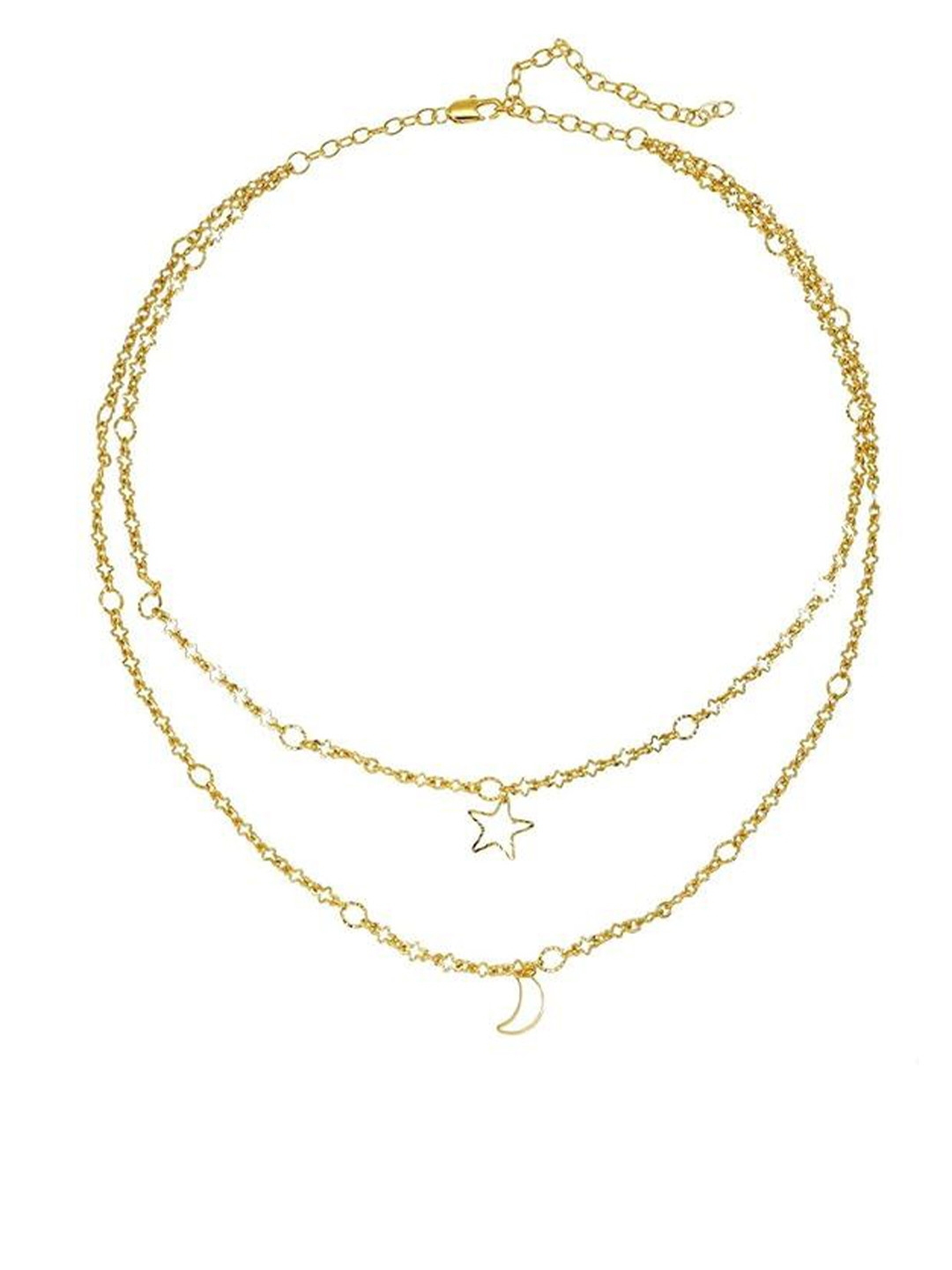 ISHI New York 18K Gold-Plated Layered Luxe Necklace with Moon & Star Pendant