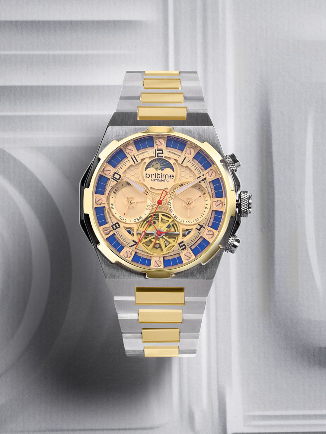 Britime Men Dial & Stainless Steel Bracelet Style Analogue Automatic Watch 489-M20804