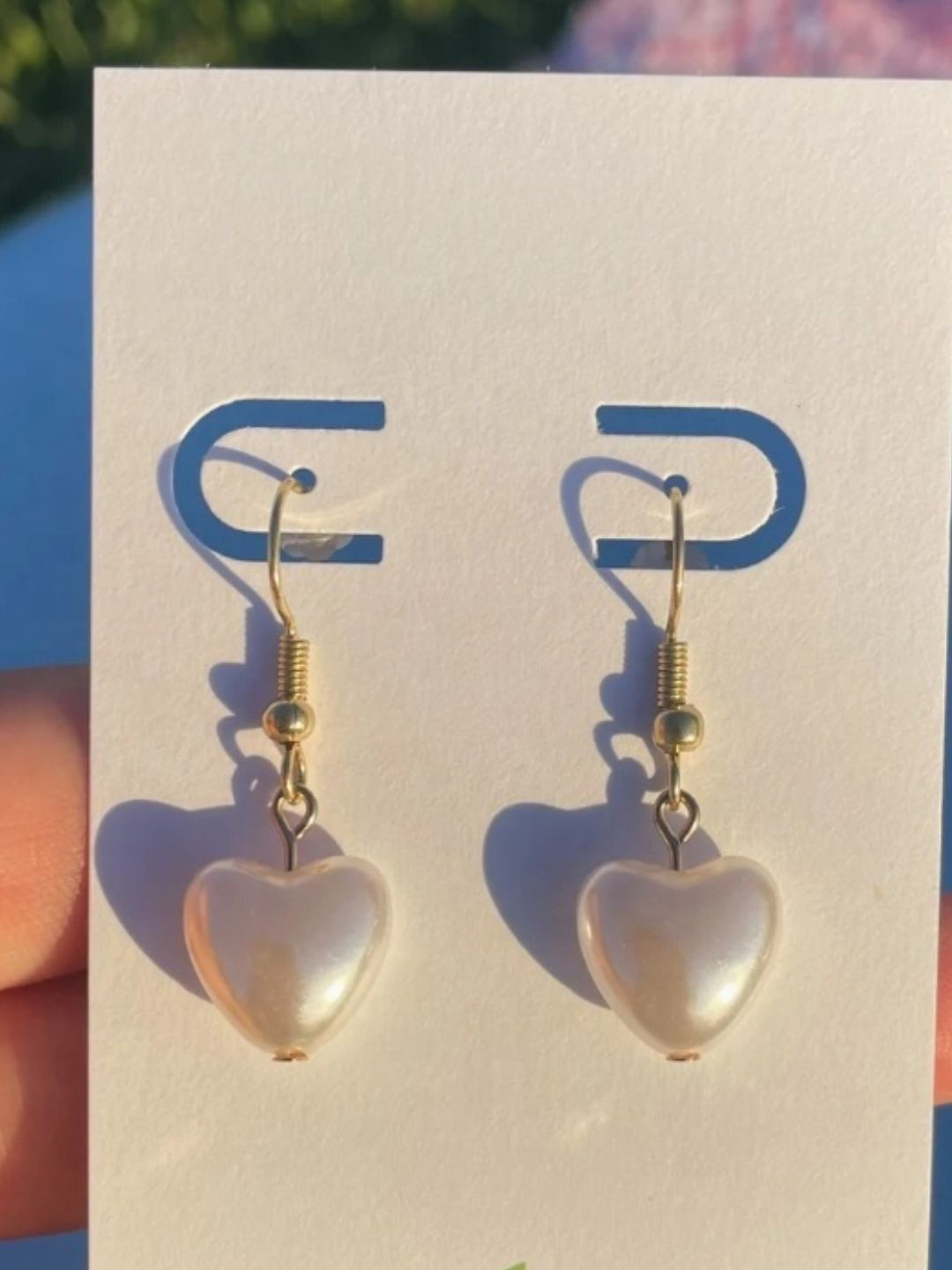 DressBerry Stainless Steel Gold Plated Heart Shaped Pearl Drop Earrings